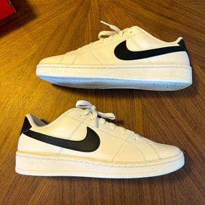 Nike Court Royale 2 in white with black swoosh (pre-owned, worn once), Size 10